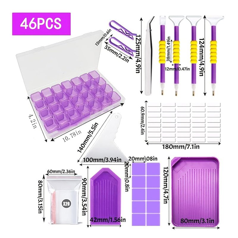 Diamond Painting Tool Set Storage Transparent Plastic 28 Grid Beads Sorting Storage Box