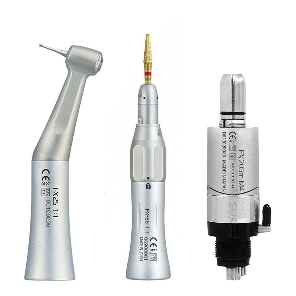 FX Series Dental Air Turbine External Contra Angle Straight Hand Piece Mini Push Button Low Speed Handpiece for Air Moto