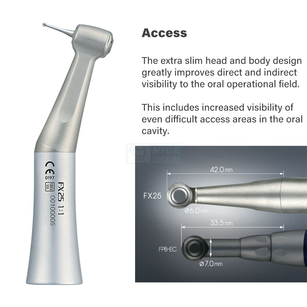 FX Series Dental Air Turbine External Contra Angle Straight Hand Piece Mini Push Button Low Speed Handpiece for Air Moto