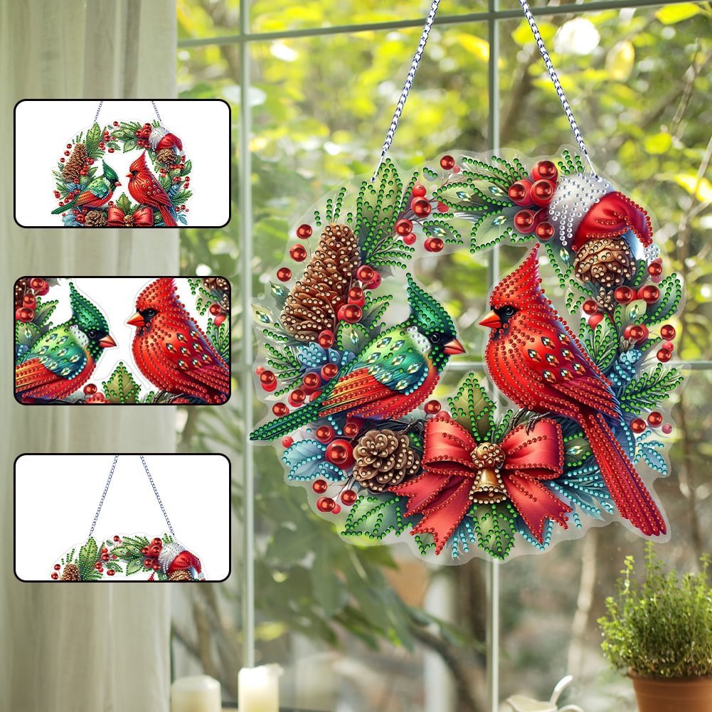1PC DIY Acrylic Christmas Diamond Painting Pendant Special Shape 5D Diamond Painting Irregular Hanging Wall Wreath Ornament