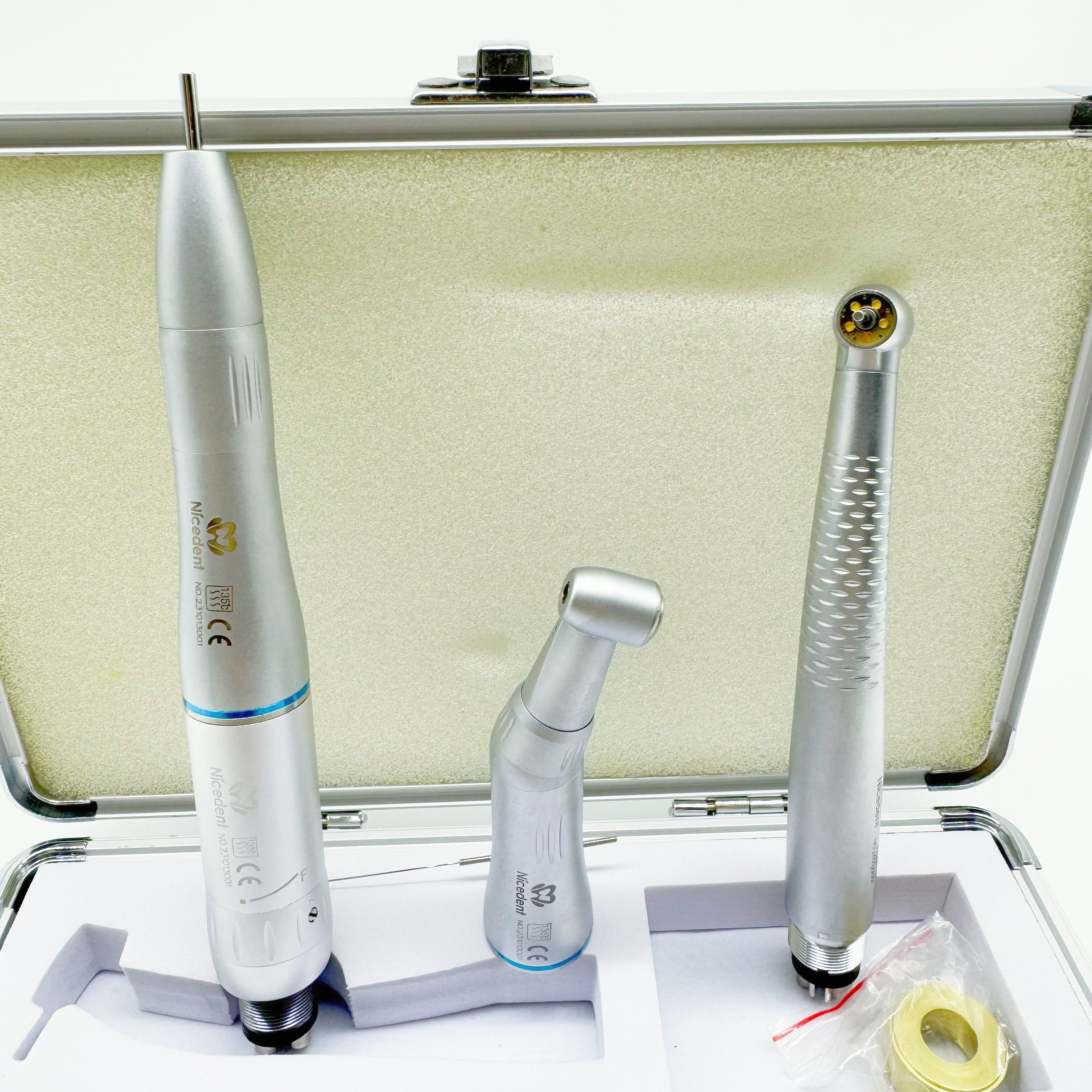 Dental LED Turbine Handpiece Include Inner Spray Low Speed Handpiece kit Contra Angle Air motor