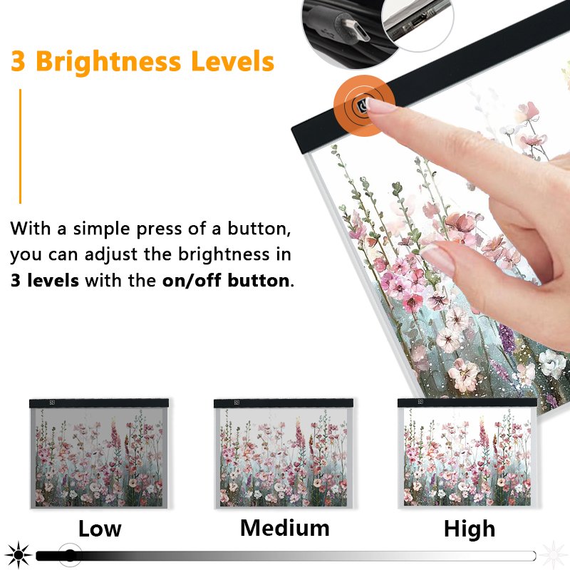 Diamond Painting A3 Light Pad Kit Drawing Tracing Light Pad Diamond Painting Accessories Tools Rechargeable A3 LED Light Pad