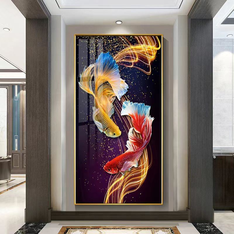 Custom double Color Goldfish 5D Crystal Porcelain Painting Living Room home Decoration Diamond Painting