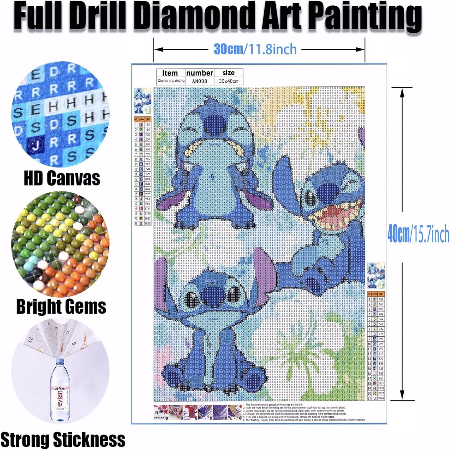 Cross border cartoon round diamond painting cute Stitch diamond painting new anime combination diamond paintings and wall arts