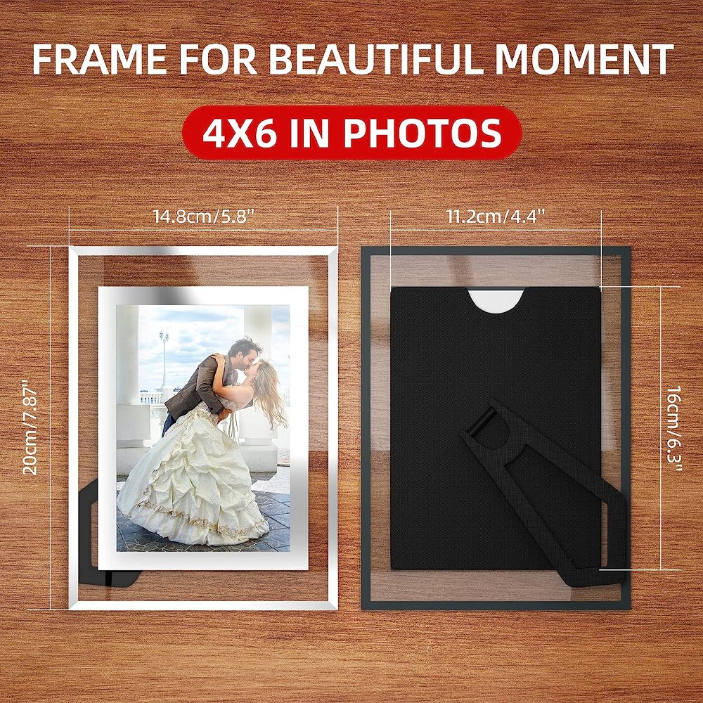 4x6 Crystal Clear Mirrored Sparkle Crushed Diamond Picture Frame for Home Decor Glass Photo Frame for Wedding Gift