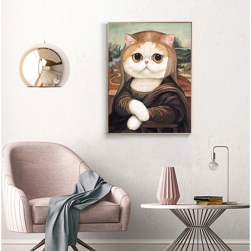DIY 5D Diamond Painting Set 1pc 30*40cm Self-Designed Elegant cats in famous paintings Defending Full Drill for Wall Decoration