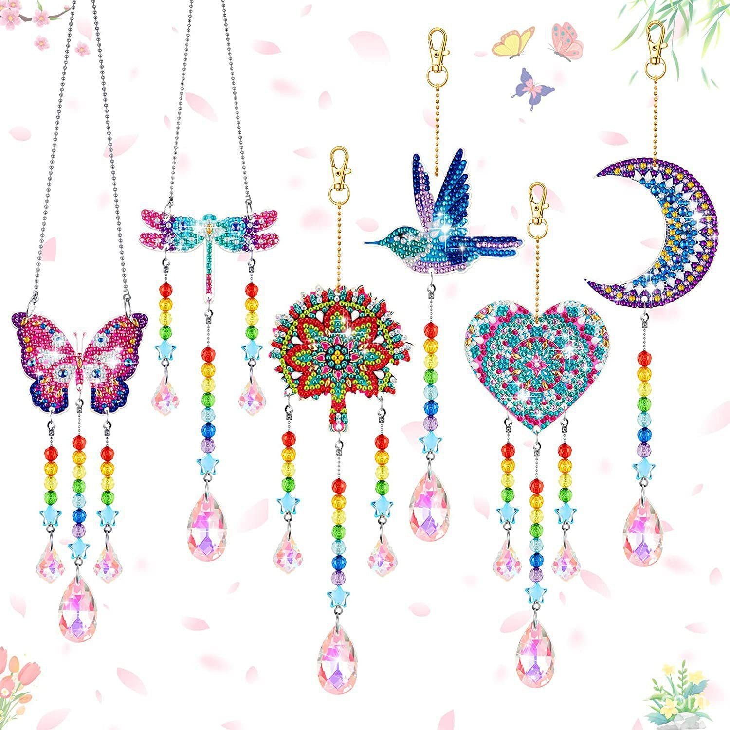 2024 New Product 5d Diy Diamond Painting Embroidery Wind Bell Window Pendant Crystal Diamond Handicraft Decoration