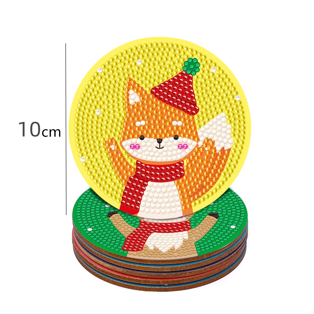 Handmade round Acrylic Cork Bottom World Cup Marine DIY Coasters Kit Canvas with Diamond Painting for Drinks Flower Subjects