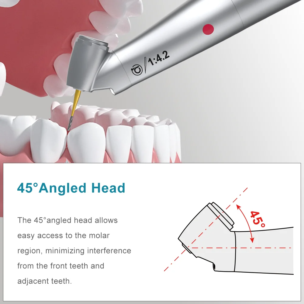 1:4.2 increasing contra angle 45 degree dental surgical high speed handpiece 2-style water spray prices of dentist equipment