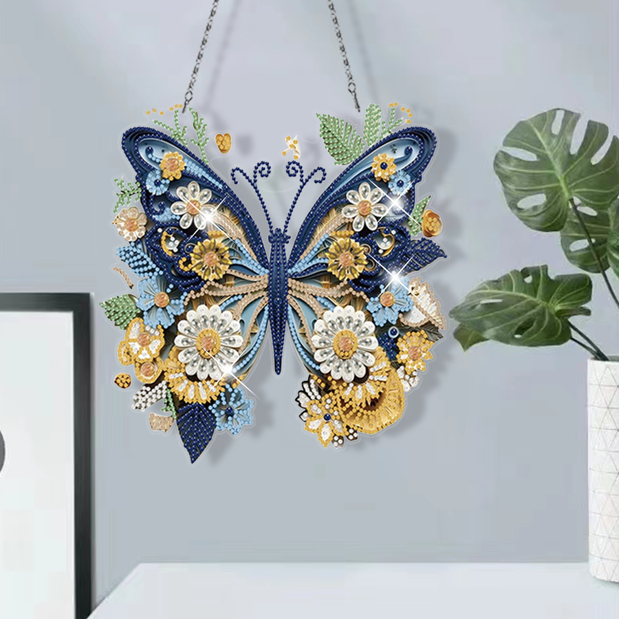 1PC 5D Special Acrylic Diamond Painting Pendant Irregular Butterfly Design Home Decoration Diamond Painting Hanging Ornament