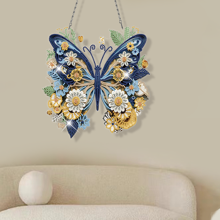 1PC 5D Special Acrylic Diamond Painting Pendant Irregular Butterfly Design Home Decoration Diamond Painting Hanging Ornament