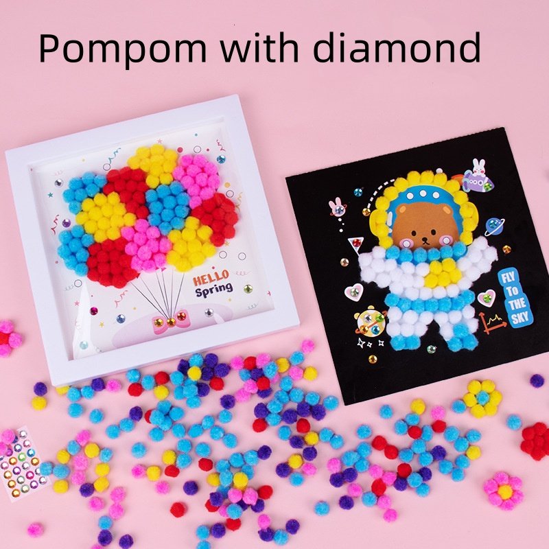 DIY Handmade Art and Craft Pompoms Painting diamond Home Kindergarten Toys Educational Toys for Kids