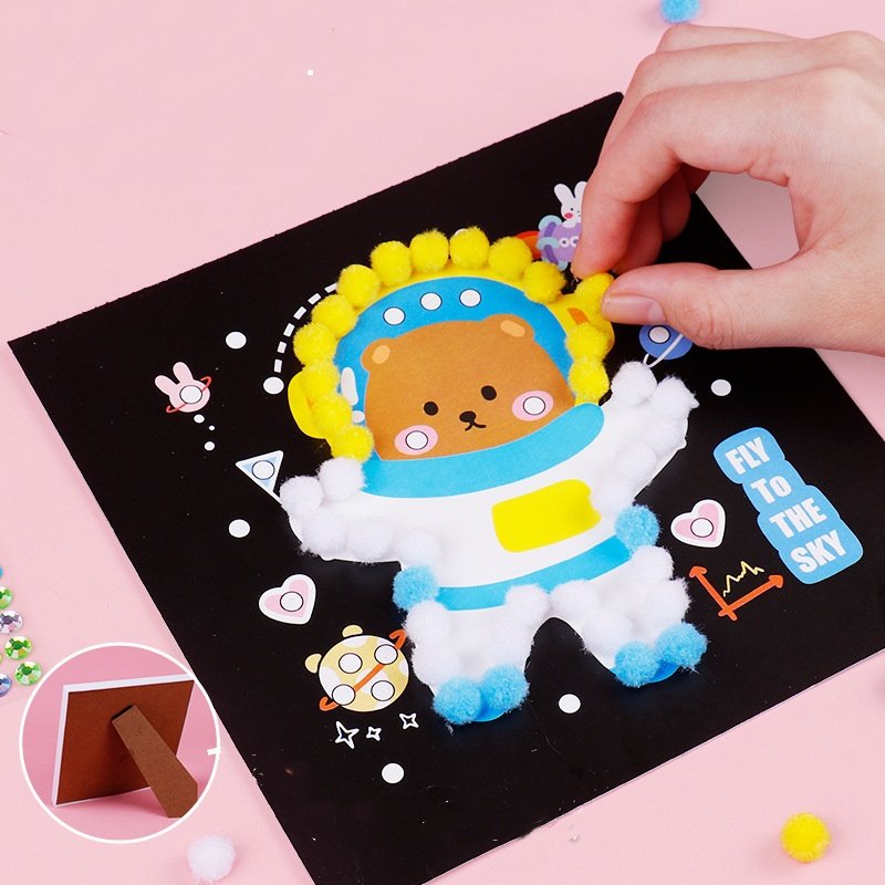 DIY Handmade Art and Craft Pompoms Painting diamond Home Kindergarten Toys Educational Toys for Kids