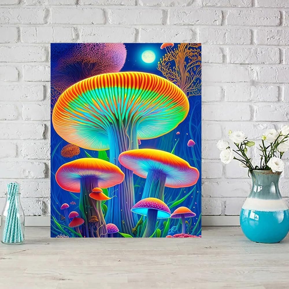Mushroom Forest Diamond Painting Colorful Mushroom Tree Diamond Painting Large Radiant Mushroom Diamond Painting 30*40cm