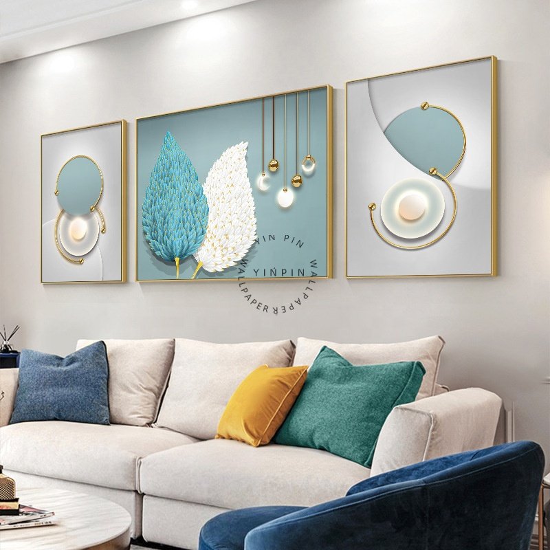 Factory wholesale aluminum alloy 3 diamond crystal porcelain wall paintings for home decor modern