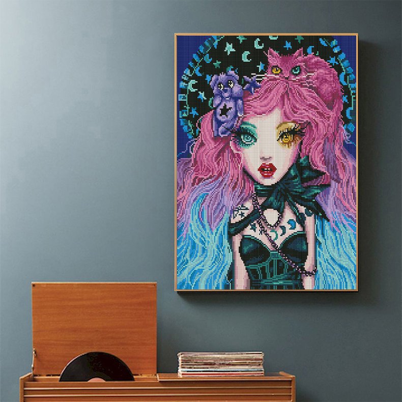 SONGWOO Wholesale Hot Sale Portrait Diamond Embroidery Crystal Rhinestone Halloween Witch Lily Diamond Painting Crafts