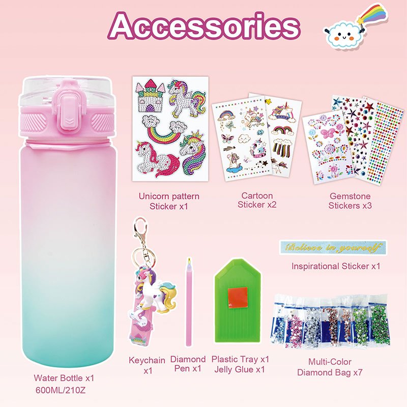 Creative Stickers Crafts Kits Toys Painting Decorate Your Own Water Bottle Kits Gem Girls DIY Diamond Crafts Arts