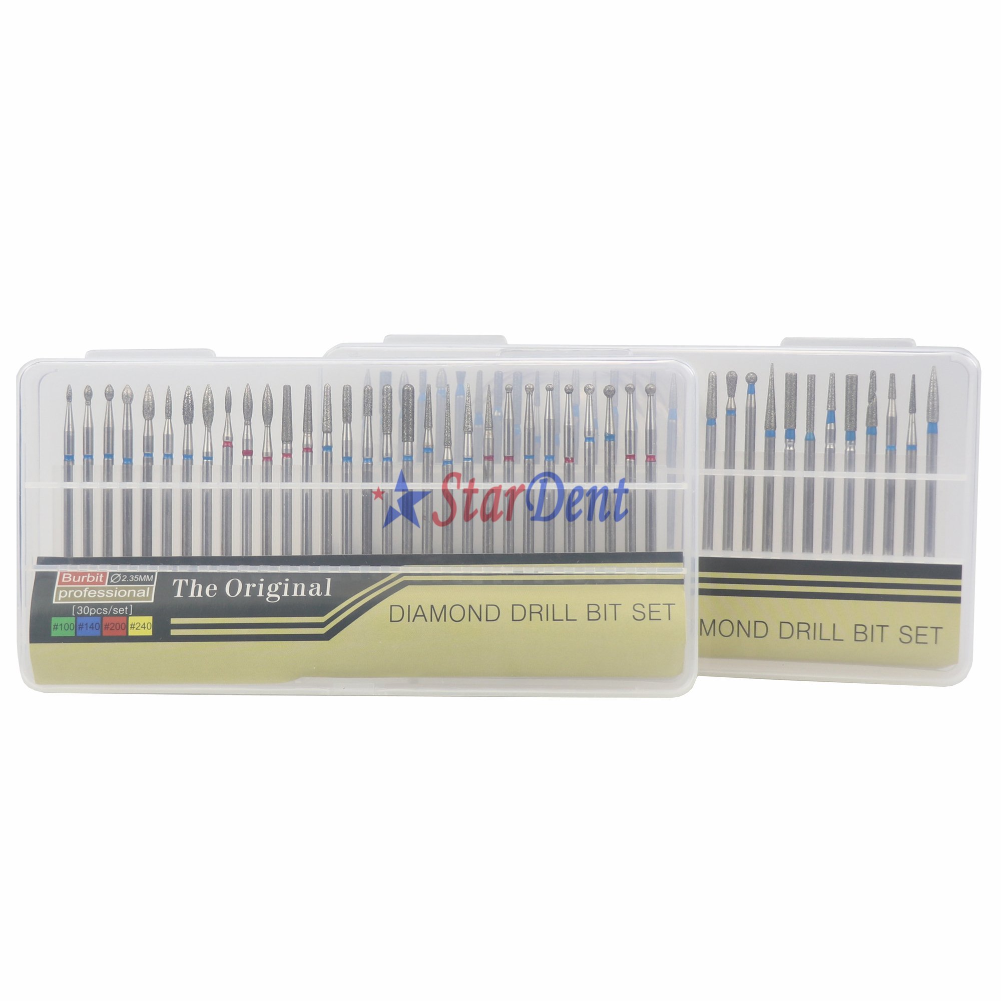 30pc Dental Lab HP Diamond Bur Set 2.35mm Rotary Bur Clean Files For Straight Handpiece