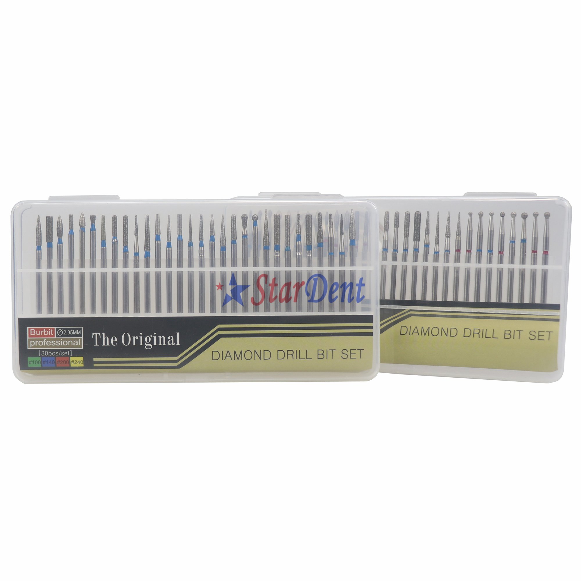 30pc Dental Lab HP Diamond Bur Set 2.35mm Rotary Bur Clean Files For Straight Handpiece