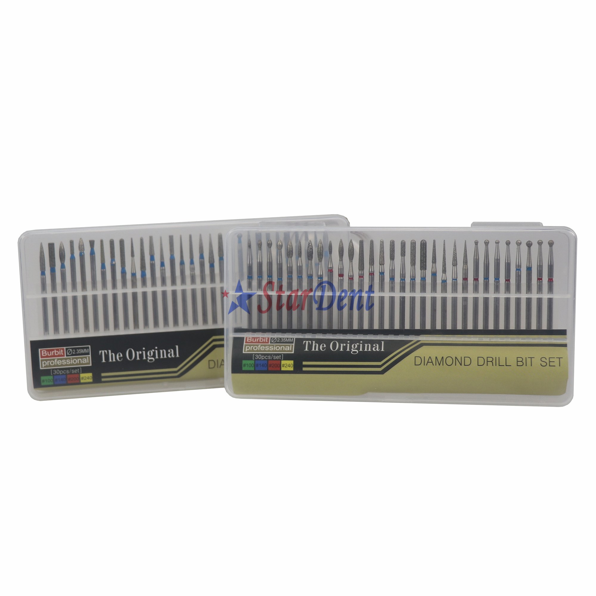 30pc Dental Lab HP Diamond Bur Set 2.35mm Rotary Bur Clean Files For Straight Handpiece