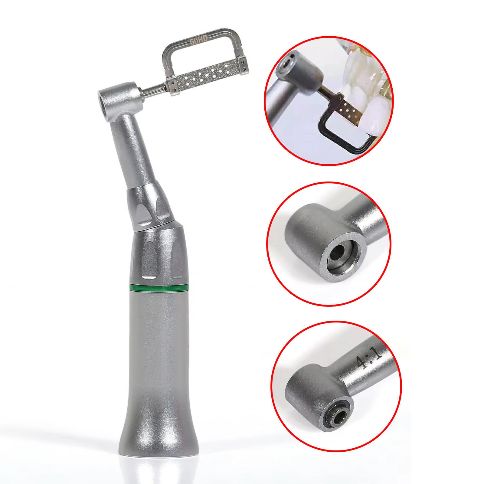Dental 4:1 Reciprocating Interproximal Strip Against Contra Angle Handpiece Orthodontic Treatment Enamel Gauge Measure Tooth Gap