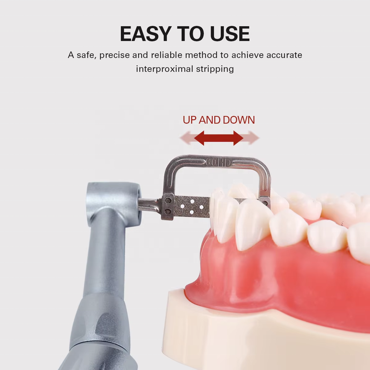 Dental 4:1 Reciprocating Interproximal Strip Against Contra Angle Handpiece Orthodontic Treatment Enamel Gauge Measure Tooth Gap