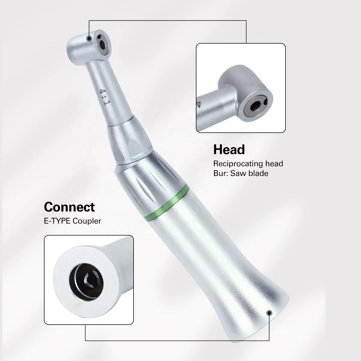 Dental 4:1 Reciprocating Interproximal Strip Against Contra Angle Handpiece Orthodontic Treatment Enamel Gauge Measure Tooth Gap