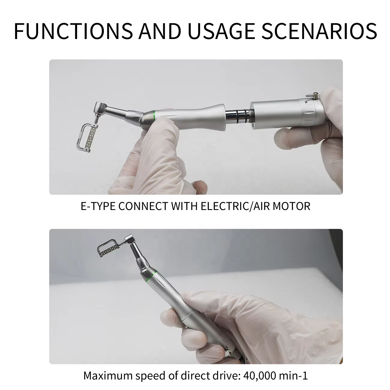 Dental 4:1 Reciprocating Interproximal Strip Against Contra Angle Handpiece Orthodontic Treatment Enamel Gauge Measure Tooth Gap
