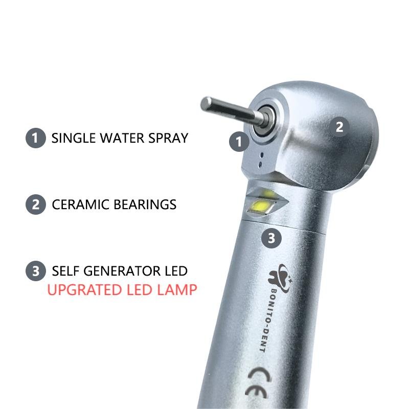 Single Water Spray Dental Handpiece High Speed Dental Turbine Led E-generator Push Button Surgical Handpiece