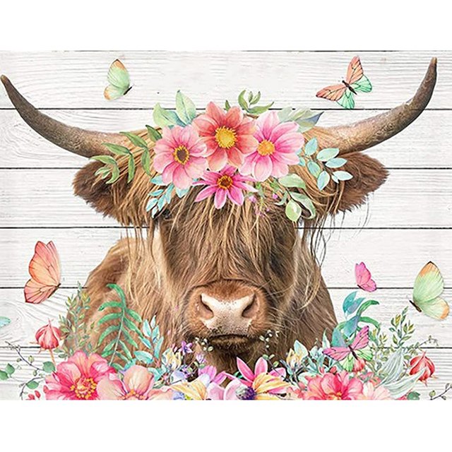 Cow Diamond Painting for Adults&Kids DIY 5D Diamond Paint with Round Diamonds Full Drill Cow Gem Art Painting Kit for Home