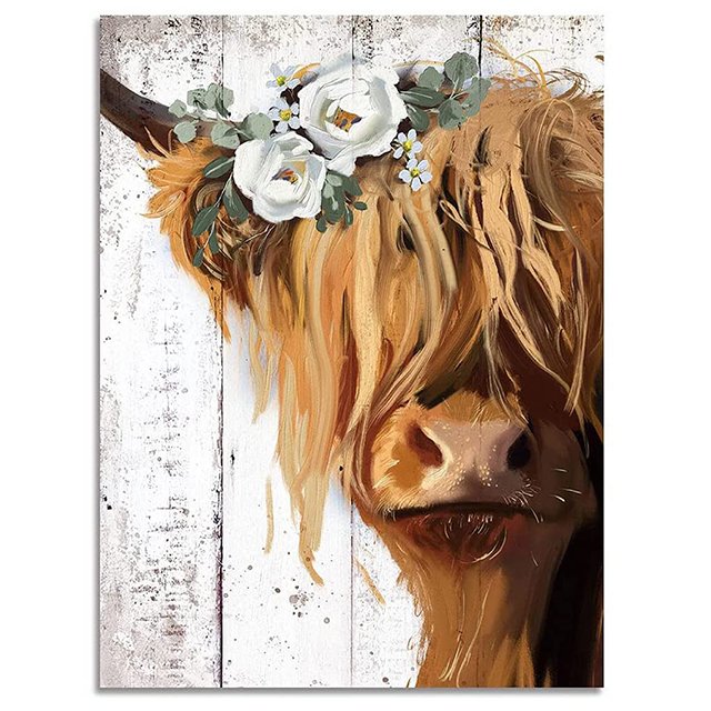 Cow Diamond Painting for Adults&Kids DIY 5D Diamond Paint with Round Diamonds Full Drill Cow Gem Art Painting Kit for Home