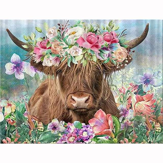 Cow Diamond Painting for Adults&Kids DIY 5D Diamond Paint with Round Diamonds Full Drill Cow Gem Art Painting Kit for Home