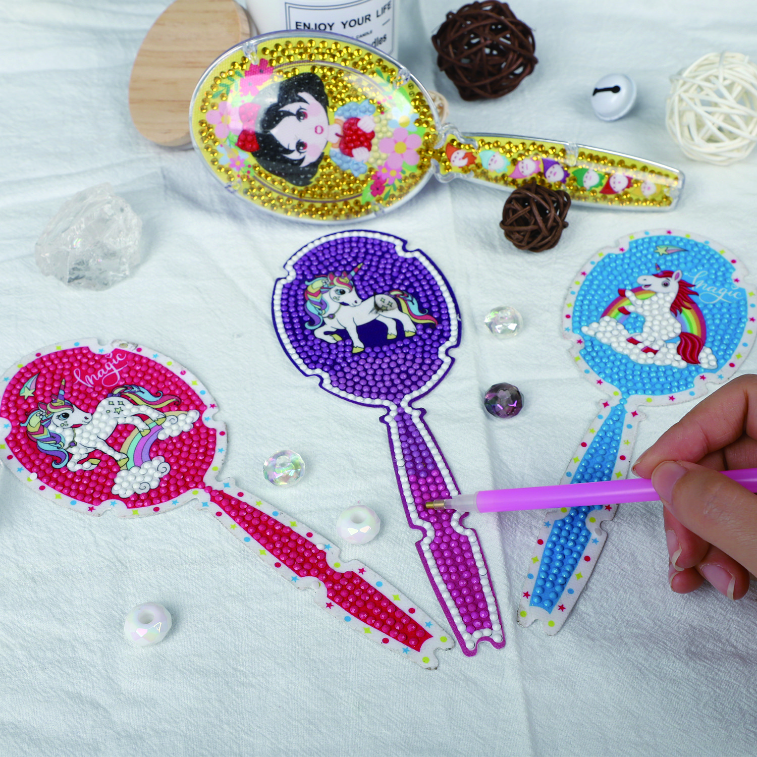 DIY Diamond sticker painting hair comb direct sales franchise products hair resin stones comb for summer camp