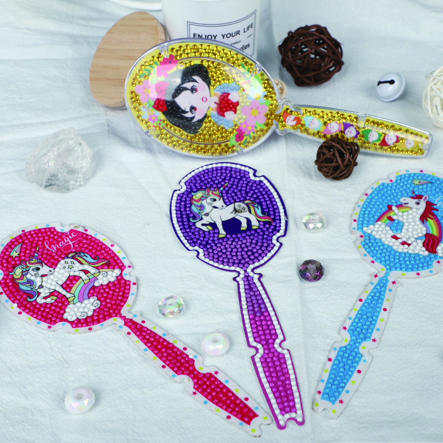 DIY Diamond sticker painting hair comb direct sales franchise products hair resin stones comb for summer camp