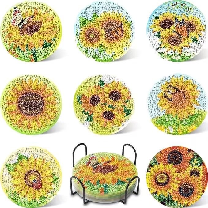 Huancai Ocean Diamond Painting Coasters Kit Diy Diamond Art Coasters With Holder For Adults Kids Under The Sea Party Supplies