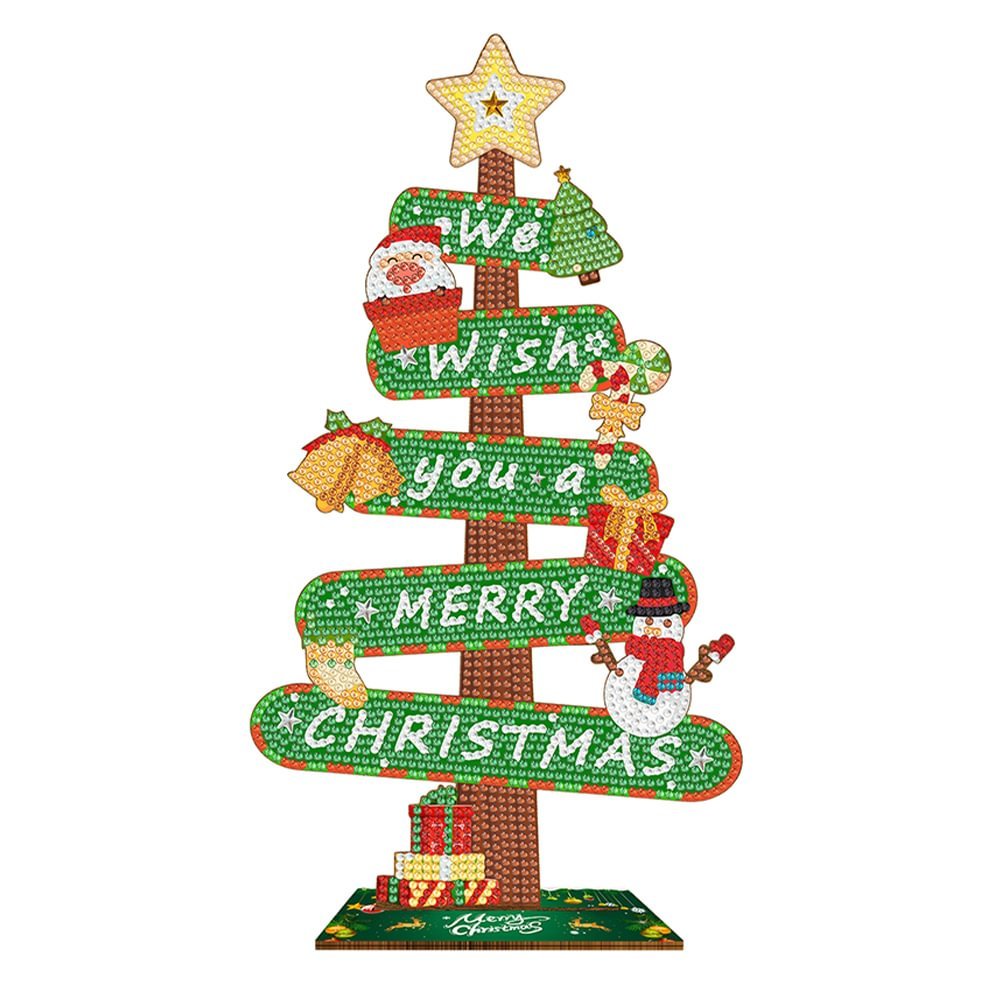 Diamond Painting Wooden Christmas Tree Sign 5D DIY Craft Ornament