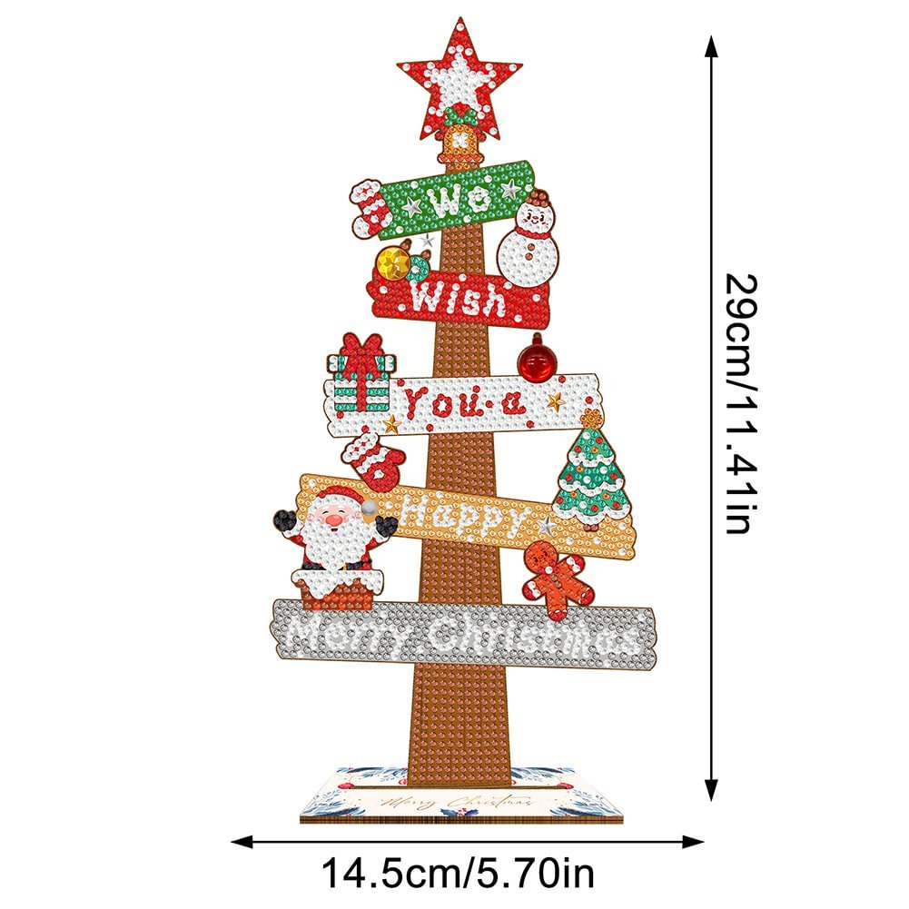 Diamond Painting Wooden Christmas Tree Sign 5D DIY Craft Ornament