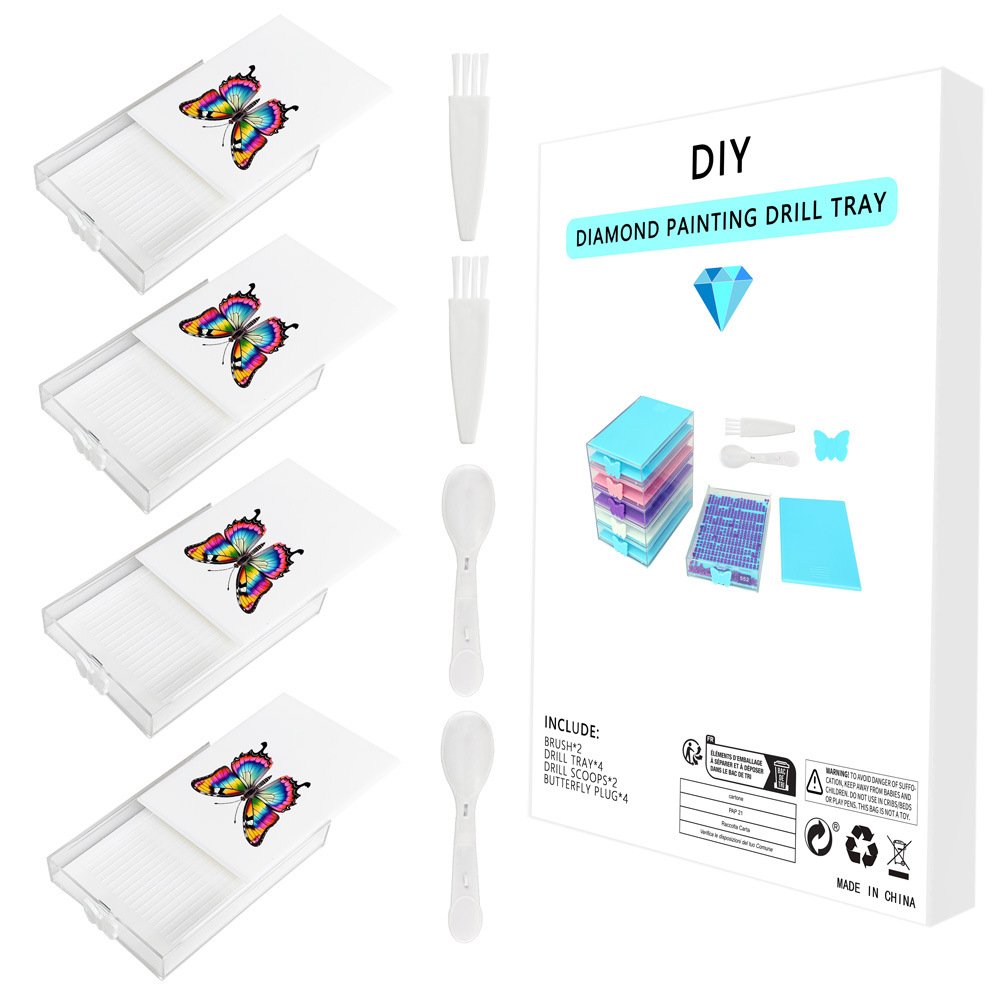 R-Tray 4pcs Rhinestone Storage Drawer Organizer Beads Sorting Plate DIY Diamond Painting Accessories Tray