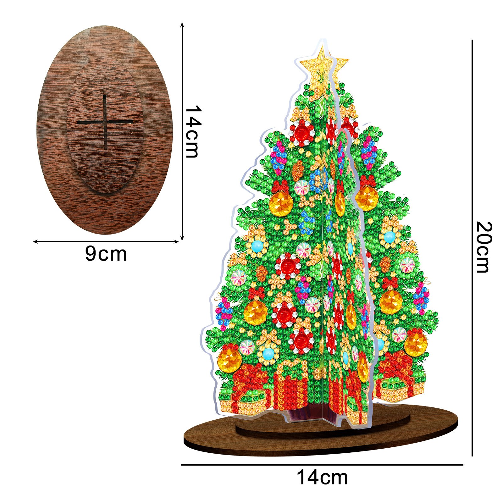 LS new 5D DIY Diamond Painting Decoration double side Christmas tree wooden base Diamond dot Painting ornament acrylic Plate