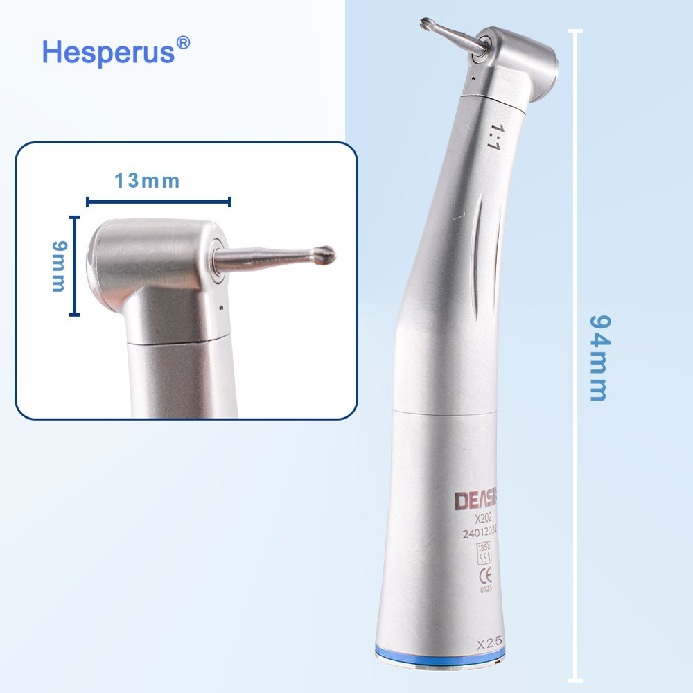 Dental 1to 1 Handpiece Internal Water Spray X25 Contra Angle Push Button Chuck Blue Ring Low Speed Handpiece