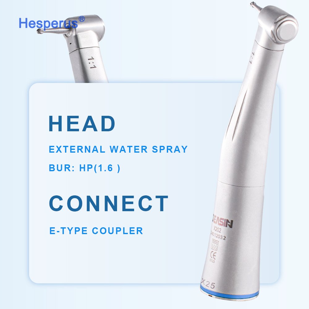 Dental 1to 1 Handpiece Internal Water Spray X25 Contra Angle Push Button Chuck Blue Ring Low Speed Handpiece