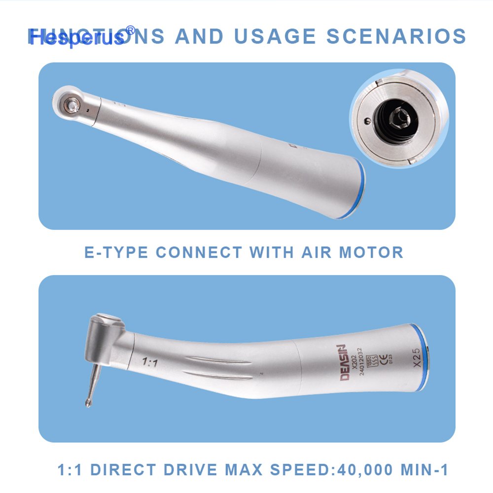 Dental 1to 1 Handpiece Internal Water Spray X25 Contra Angle Push Button Chuck Blue Ring Low Speed Handpiece