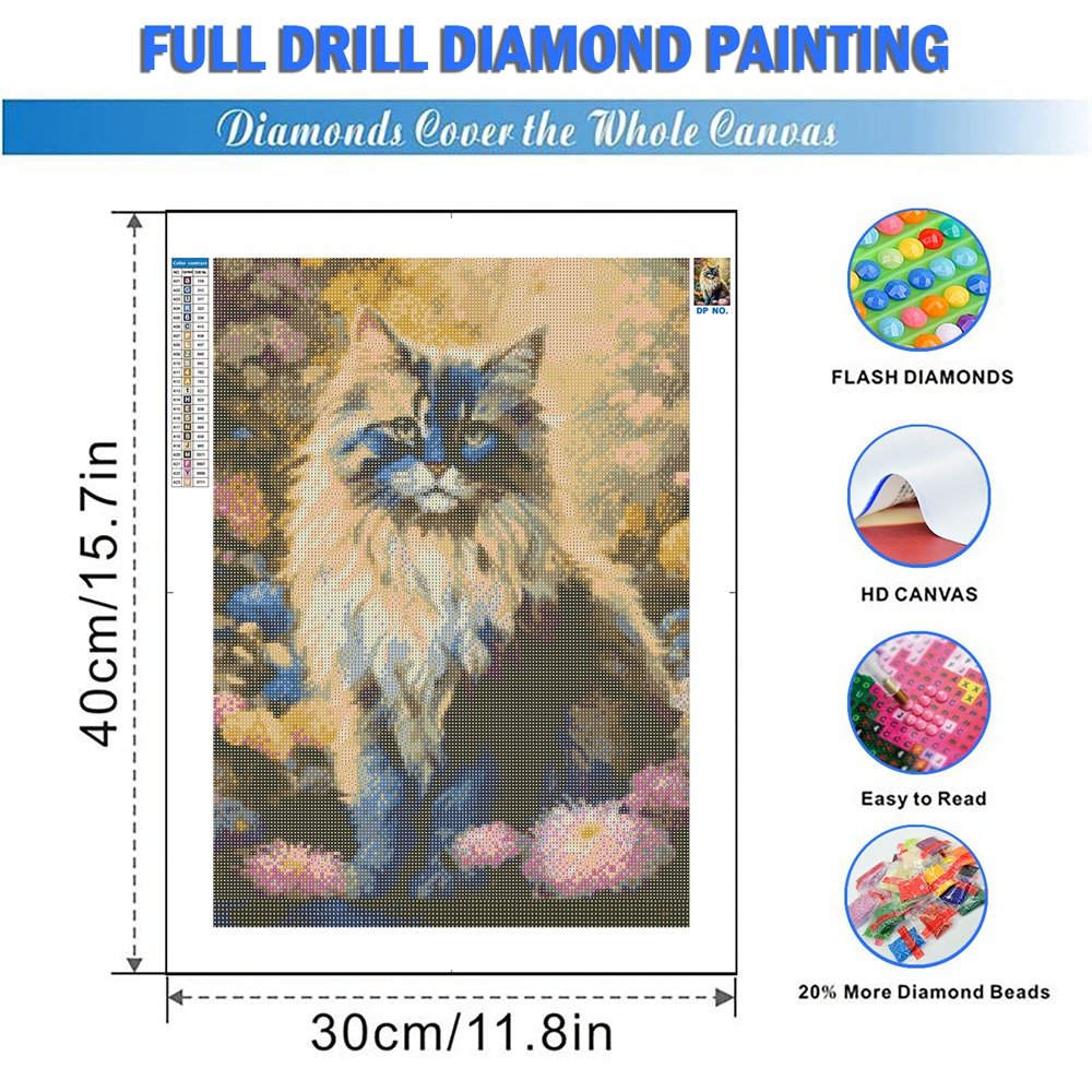 DIY Diamond Painting Autumn Animal Cat Cross Stitch Sets Full Kits Mosaic Handmade Embroidery Home Decorative