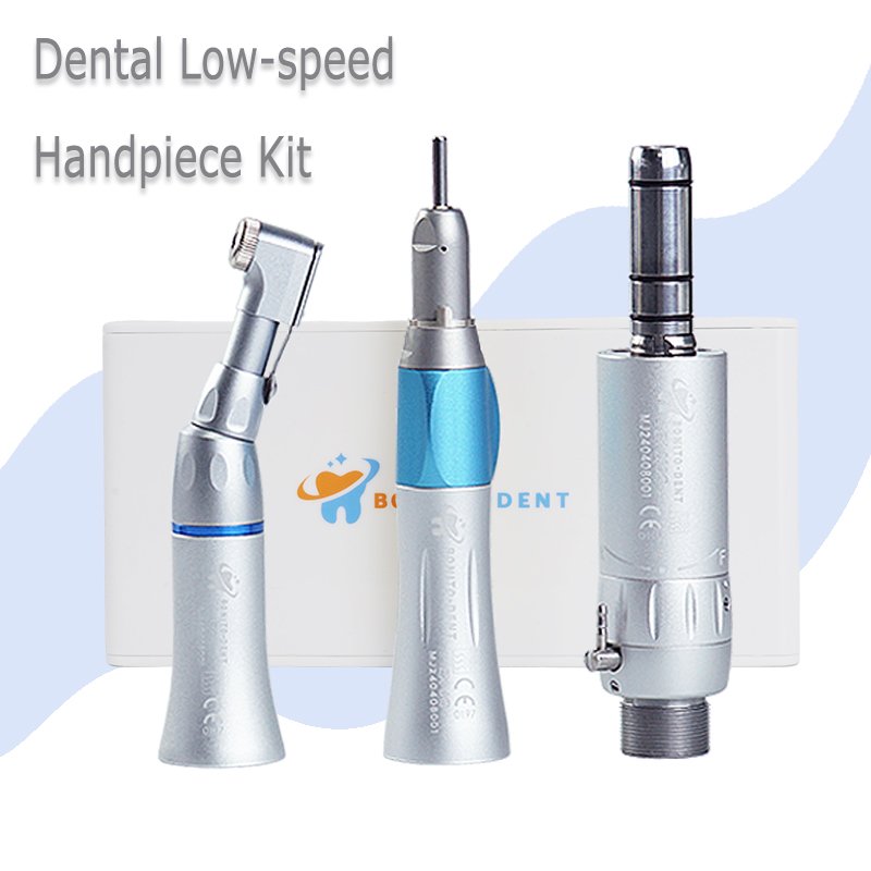 External Water Spray Dental Low Speed Handpiece Kit Wrench Type Contra Angle Polishing Handpiece Dental Turbine E-type Air Motor
