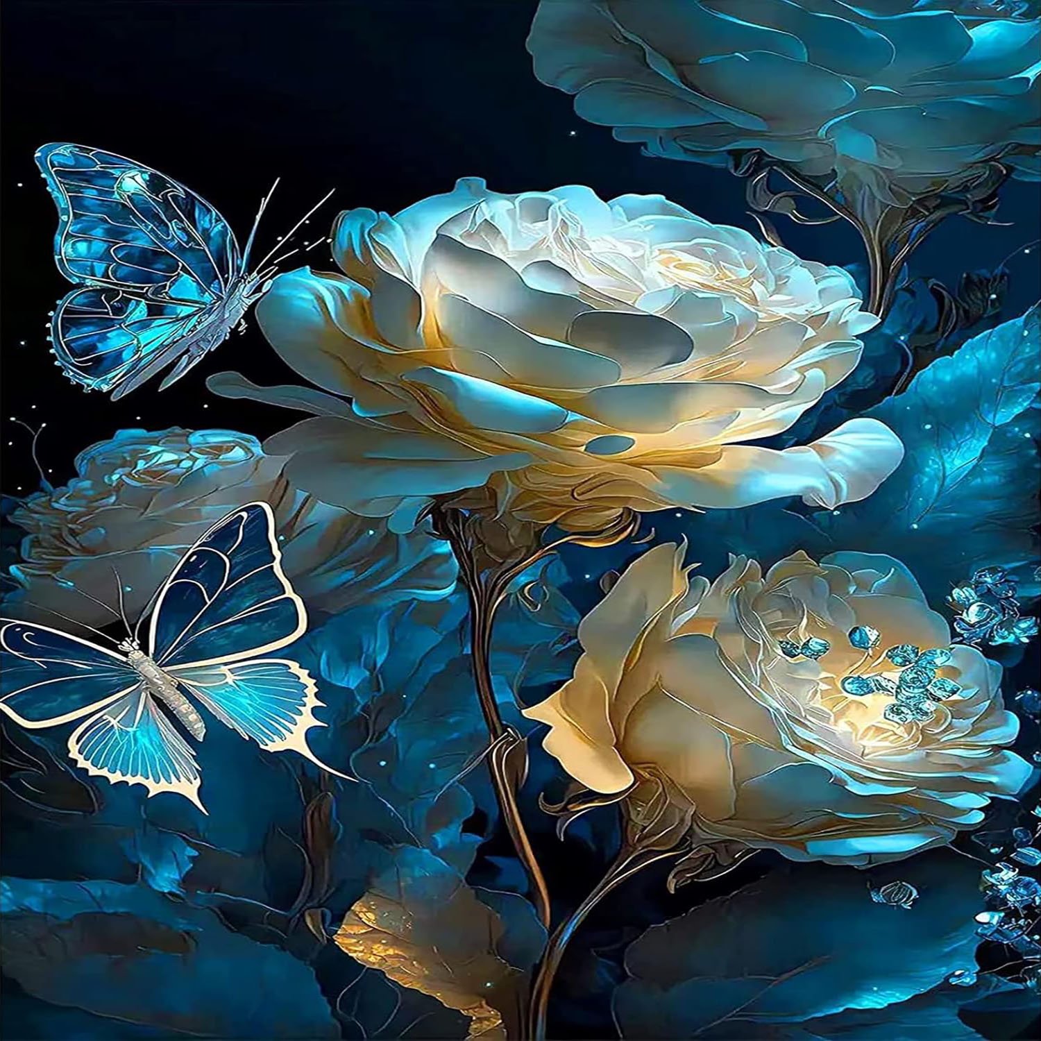 Rose Butterfly Diamond Painting Mysterious Flower Diamond Painting Ultra High Quality Diamond Painting Wholesale 30*40cm