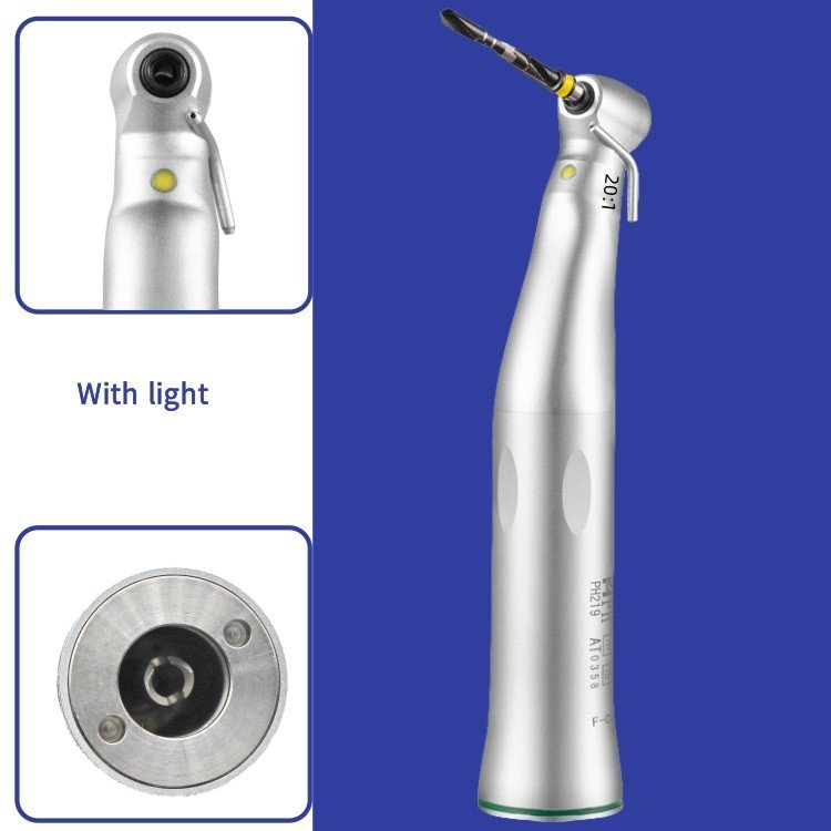 20:1 Dental Low Speed Handpiece Mini LED Button Generator Electric Power Source Implant Handpiece Metal Steel Drill Accessory