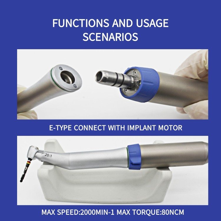 20:1 Dental Low Speed Handpiece Mini LED Button Generator Electric Power Source Implant Handpiece Metal Steel Drill Accessory
