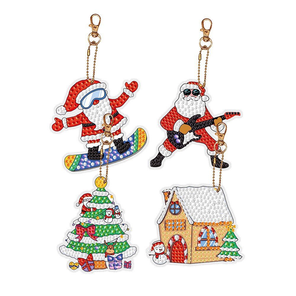 New Arrival Handpainted Christmas Series Blind Box Handmade Diamond Painting DIY Acrylic Pendant Kids' Portrait and Art Keychain