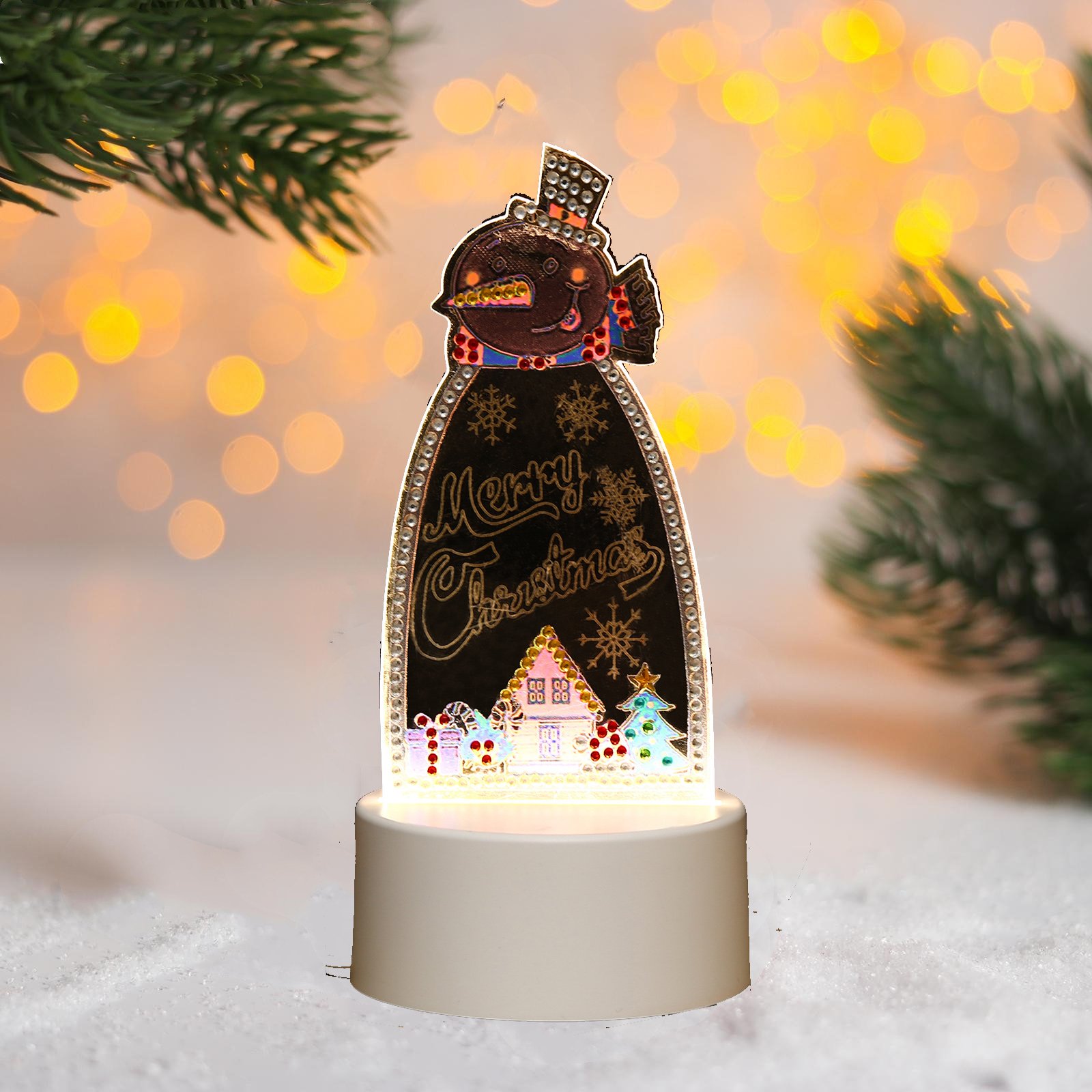 Wholesale 5d Diamond Painting Christmas Led Night Light Snowman Diy Bedroom Christmas Home Decoration Usb Desk Lamp