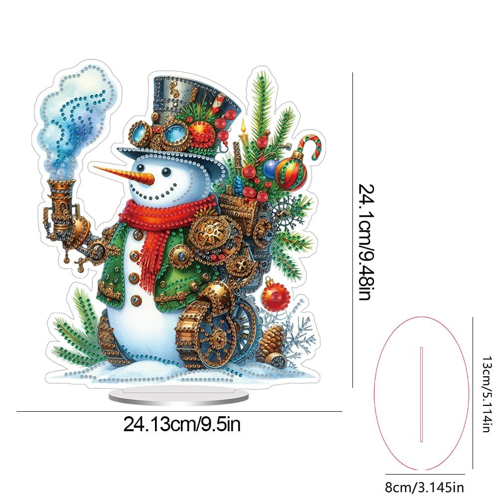 Custom DIY Snowman Diamond Painting Desk Ornament Special Shaped Christmas Decor Acrylic Diamond Painting Tabletop Ornament